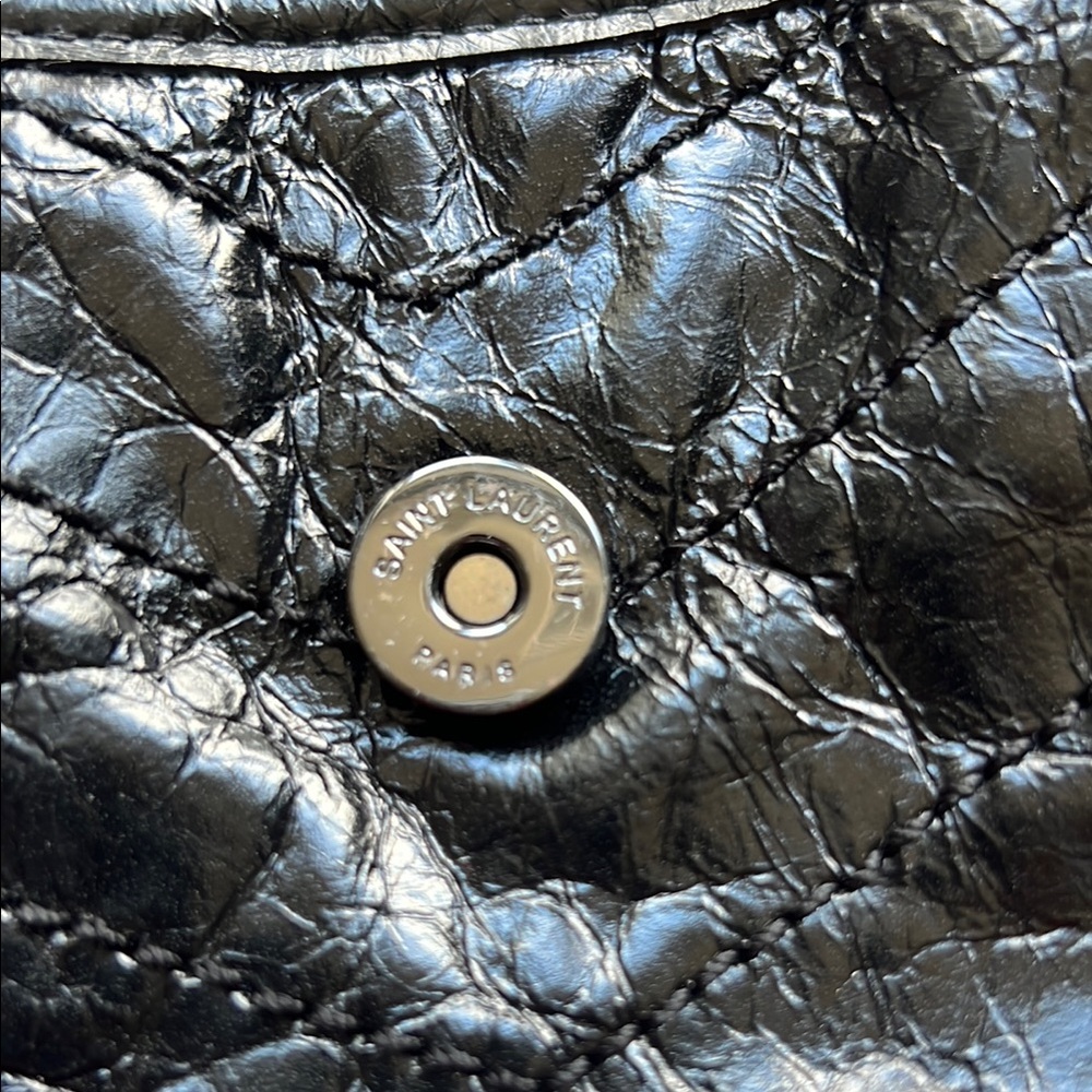 Saint Laurent Black Quilted Patent Leather Shoulder Bag with Chain Strap, Niki - Picture 6 of 8